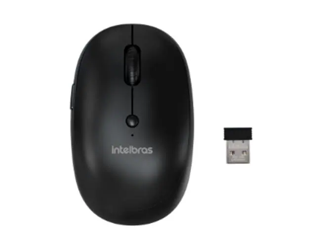 Mouse Intelbras Sem Fio MSI100 5 Botões 2.4GHz USB Pilha Inclusa Preto