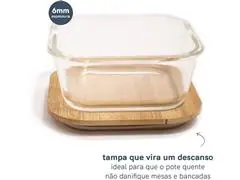 Pote Hermético de Vidro Oikos com Tampa de Bambu Quadrado 800ML - 4