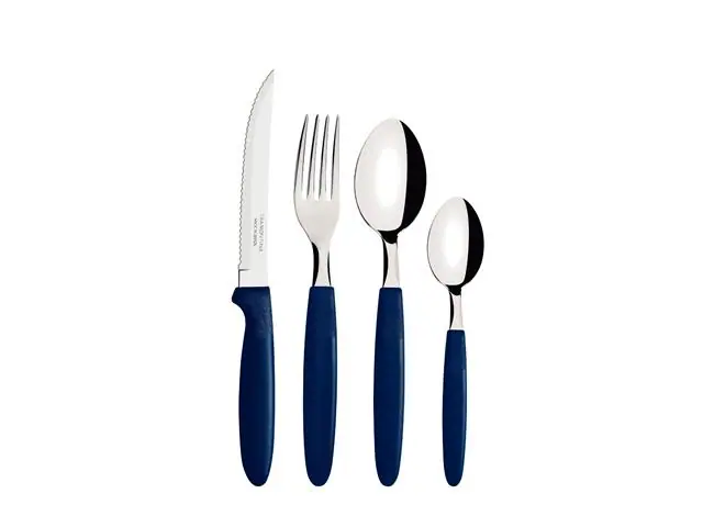 Faqueiro Tramontina Ipanema em Inox e Cabo Azul 24 Peças