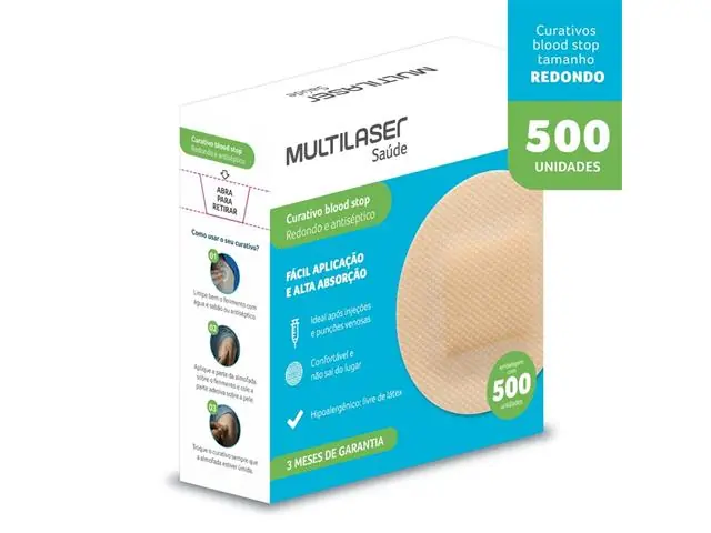 Curativo Blood Stop Multilaser Saúde HC485 Caixa com 500 Unidades