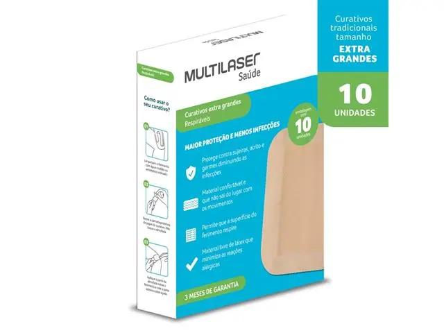 Curativo Extra Grande Multilaser Saúde HC497 Caixa com 10 Unidades