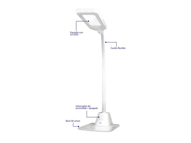 Lampara de LED Volteck 5W cuello flexible p/escritorio Blanca