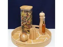 Pote de Mantimentos Quadrado Oikos Flat Tampa Bambu 1,9 Litros - 1