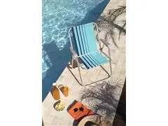 Cadeira de Praia Tramontina Samoa Alta em Alumínio com Assento Azul - 6