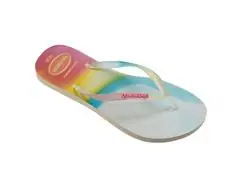 Chinelo Havaianas Slim Metallic Rainbow Bege Palha - 3