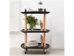 Carrinho Multiuso Oikos 3 Andares Arredondado Preto