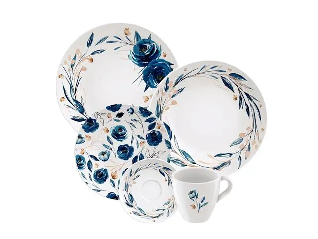 Aparelho de Jantar Tramontina Ana Flor em Porcelana Decorada 20 Peças