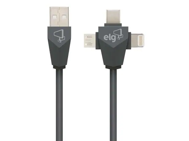 Cabo ELG PW31C 3 em 1 Lightning + Tipo-C + Micro USB