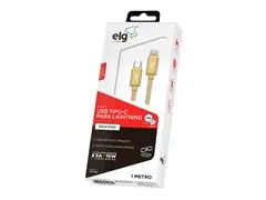 Cabo Apple Lightning e USB TipoC ELG TCL10BG 1 Metro Dourado - 1