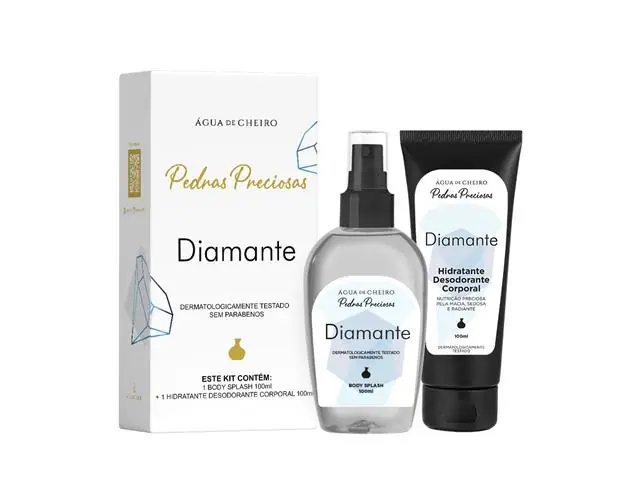 Kit Pedras Preciosas Diamante (Body Splash 100ml + Body Lotion 100ml)