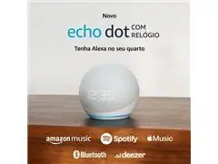 Echo Dot 5ª Geração Amazon Smart Speaker C/Relógio e Alexa WiFi Branco - 3