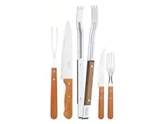 Kit Churrasco Dynamic Cabo de Madeira  E Aço Inox 15 Peças