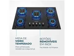 Cooktop a Gás 5 Bocas Mondial Preto/Inox CTG-02 Bivolt - 3