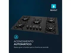 Cooktop a Gás 5 Bocas Mondial Preto/Inox CTG-02 Bivolt - 4