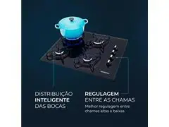 Cooktop a Gás 4 Bocas Mondial Preto/Inox CTG-01 Bivolt - 2