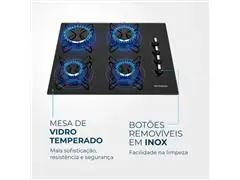 Cooktop a Gás 4 Bocas Mondial Preto/Inox CTG-01 Bivolt - 3