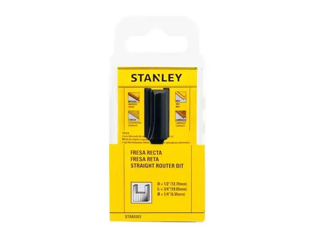 Fresa Reta Stanley 1/2 X 3/4 [12,70 X 19,05mm] Haste de 1/4 [6,35mm]