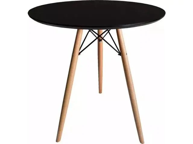 Mesa Empório Tiffany Eames Dsw Tampo Redondo Mdf Preto 60Cm