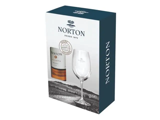 Kit Vinho Tinto Argentino Reserva Norton Malbec 750ml +Taça de Cristal