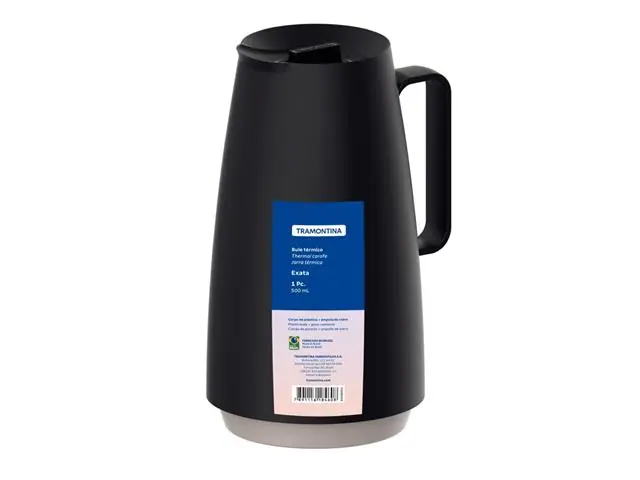 Bule Térmico Tramontina Exata Preto com Ampola de Vidro 500ML