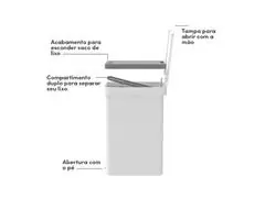 Lixeira de Pedal OU Trium 20 Litros com Duplo Compartimento Branco - 2
