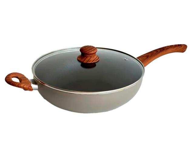 Wok Carol Antiadherente con tapa de vidrio 26 cm gris