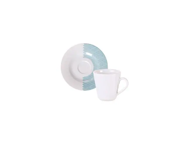 Kit Xícara e Pires de Café Tramontina Aquarius em Porcelana 70ml 12Pçs