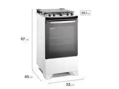 Fogão 4 bocas Electrolux FE4IB Efficient com Mesa Inox Branco Bivolt - 1