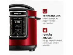 Panela de Pressão Elétrica Digital 6L Mondial Vermelho/Inox 1000W - 4