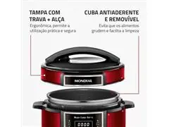 Panela de Pressão Elétrica Digital 6L Mondial Vermelho/Inox 1000W - 5