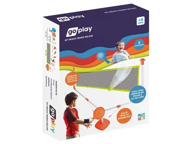 Kit Beach Tennis com Rede Deluxe Go Play Multikids BR1792