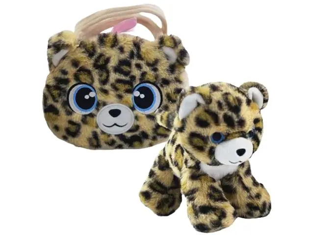Pelúcia Cutie Handbags Leopardo Deluxe Bolsa e Pelúcia Multikids