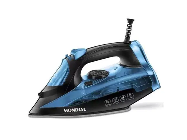 Ferro de Passar a Vapor Mondial F-53 Preto e Azul 1200W