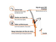 Cortador de ramas altas mango telescópico 3.6 m fibra vidrio - 2