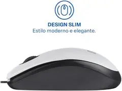 Mouse com Fio MF400 Silencioso Conexão USB 1200dpi Branco Multi MO389 - 3