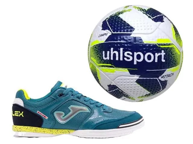 Chuteira Futsal Joma Top Flex Verde Marinho Tam 41 GANHE Bola de Campo