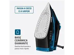 Ferro de Passar à Vapor Mondial F-53 Preto e Azul 1200W 220V - 1