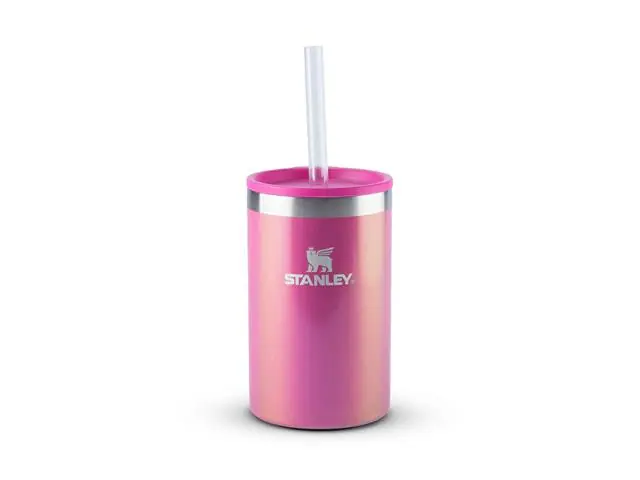 Porta Lata Can Cooler Térmico com Tampa Stanley Rosa Carnaval 296ML