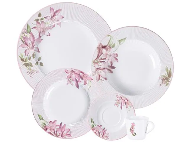 Aparelho de Jantar Tramontina Poème em Porcelana Decorada 20 Peças