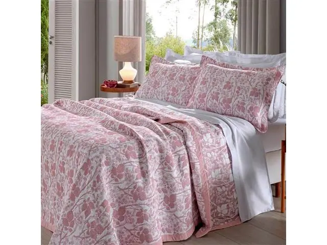 Colcha Buettner Bouti Cenário Glenda Rosa Queen 2,40x2,60