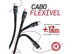 Cabo Lity C12P USB C - USB C Carregamento Rápido Até 60W E 3A 2M Preto - 1