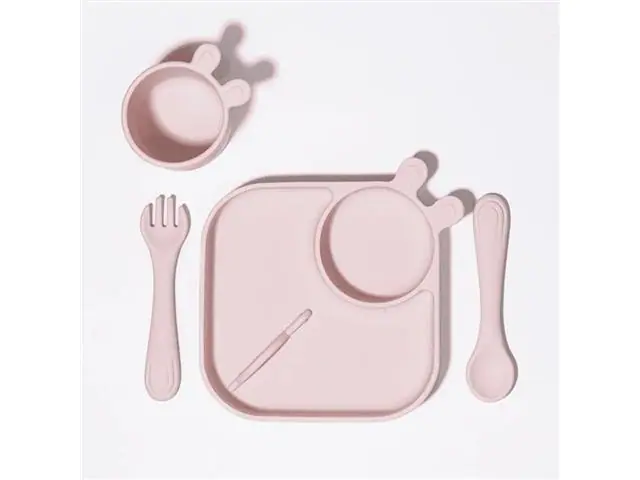 Kit de Alimentação Infantil Silicone 4 Peças Rosa Petit Piá