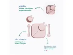 Kit de Alimentação Infantil Silicone 4 Peças Rosa Petit Piá - 6