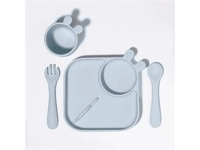 Kit de Alimentação Infantil Silicone 4 Peças Azul Petit Piá