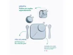 Kit de Alimentação Infantil Silicone 4 Peças Azul Petit Piá - 4
