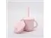 Copo de Silicone Infantil 2 em 1 Rosa com Alça 270ml Petit Piá - 0