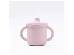 Copo de Silicone Infantil 2 em 1 Rosa com Alça 270ml Petit Piá - 2