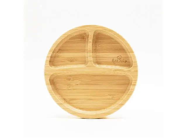 Prato Infantil Bambu com Ventosa e Divisória Redondo Petit Piá