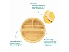 Prato Infantil Bambu com Ventosa e Divisória Redondo Petit Piá - 5