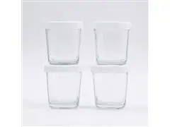 Kit 4 potes de vidro para leite e papinha Branco 150ml Petit Piá - 0